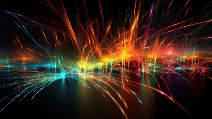 Abstract fiber optics background, Bright color. Generative ai