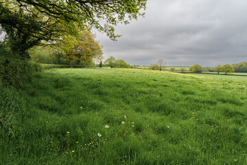 Obraz premium Stormy skies across farmland