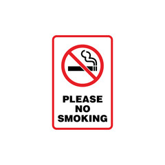 No Smoking Area Sign Placard Vector Template