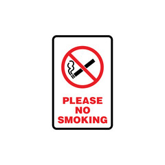 No Smoking Area Sign Placard Vector Template