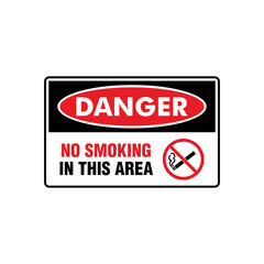 No Smoking Area Sign Placard Vector Template