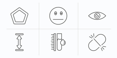 user interface outline icons set. thin line icons such as gradient, sceptic smile, visual, height, ink level, unlink vector.