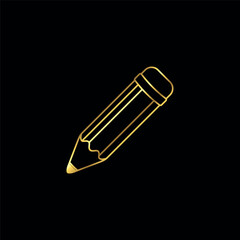 Gold Pencil Icon Vector Template