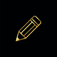Gold Pencil Icon Vector Template