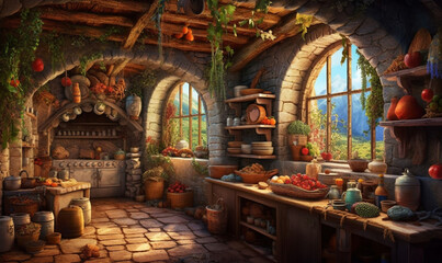 fantastische gemütliche Küche. generative KI