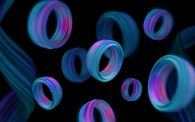 3D colorful abstract lens and rubber background