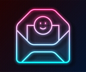 Glowing neon line Envelope with Valentine heart icon isolated on black background. Message love. Letter love and romance. Vector