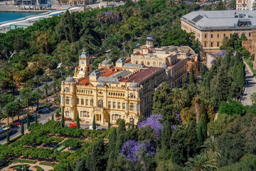 Fototapeta na wymiar Aerial View of Malaga City Hall - Malaga, Andalusia, Spain