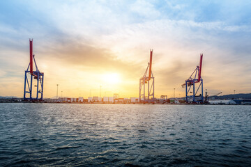 Container cranes at Port of Malaga - Malaga, Andalusia, Spain