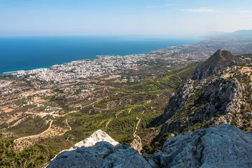 Foto op Aluminium beautiful landscape. view from the top of the mountain to the sea and the city in Northern Cyprus. © Alesia