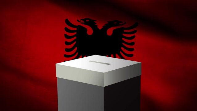 Casting vote into the ballot box during Albania election