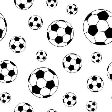 Seamless pattern from soccer balls on a white background. Design for football fans.