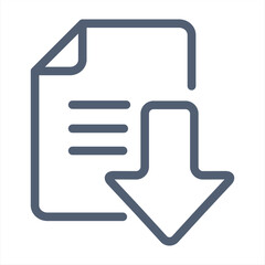 Vector Download Document Icon. Icon download document, pdf file upload, get data sheet, vector arrow.