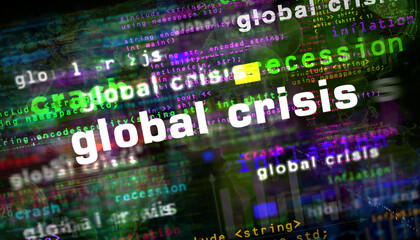 Global crisis media and abstract screen 3d illustration