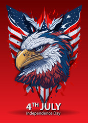 Illustration of American Eagle with Flag background design for independence veterans labor memorial day
