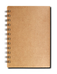 Brown spiral notebook on transparent background (png file).