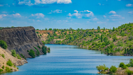 Canyon, lake, rocks, landscape.