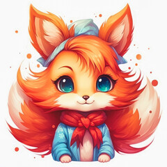 Fototapeta premium Cute Cartoon Fox Character | Generative AI