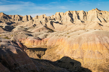 Painted desert landscape of Badlands National Park South Dakota.