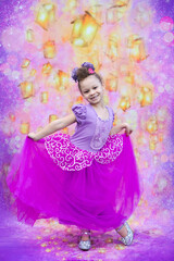 Purple Princess with floating lantern backdrop