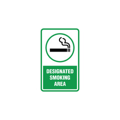 Designated Smoking Area Sign Vector Template