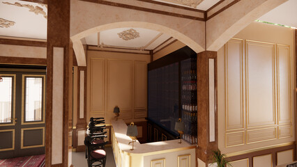 Classic Beauty: A Stunning Red and Cream Interior Design for Hotel Lobby