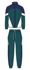 Tracksuit Fashion Illustration, Vector, CAD, Technical Drawing, Flat Drawing, Template, Mockup.	