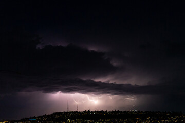 Seattle lightning storm east side of lake union