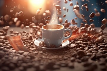 Coffee Bliss: Savoring the Aromatic Symphony of Splashing Beans. generated by AI