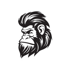 monkey face mascot logo in back silhouette