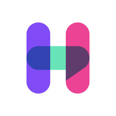 Letter H chat overlapping color logo design