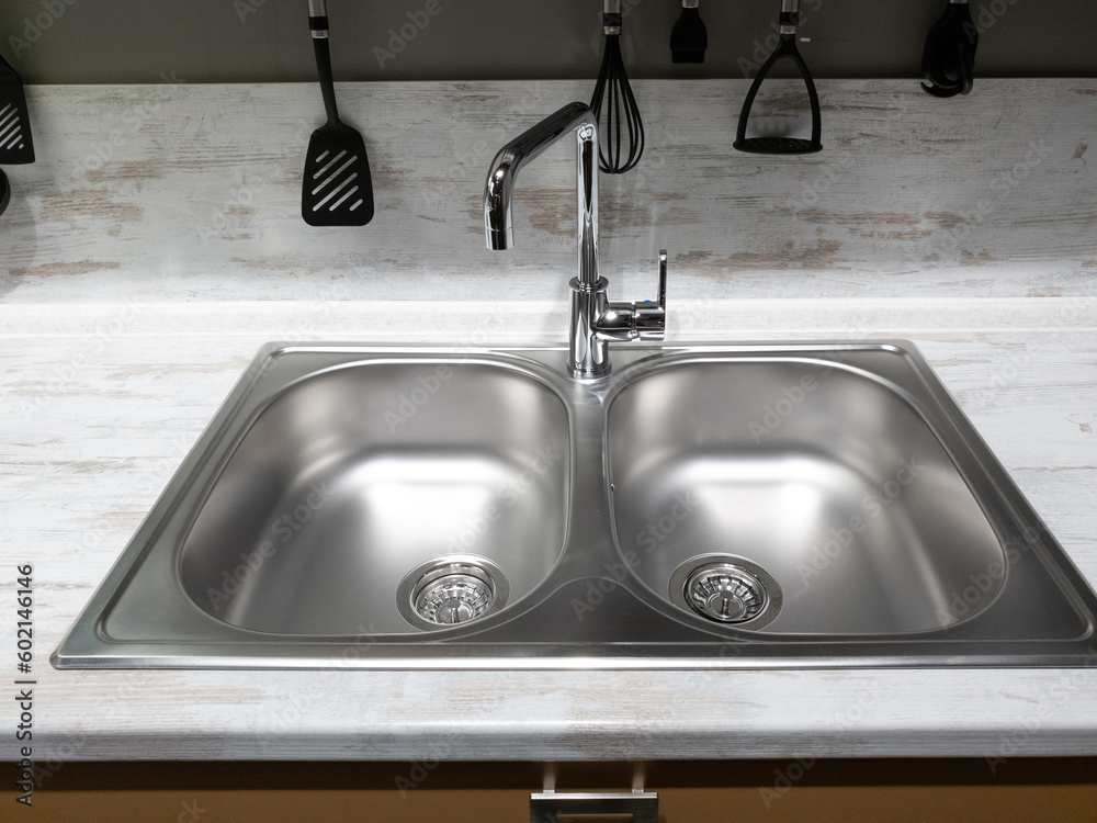 Wall mural Two sinks and a faucet in the kitchen