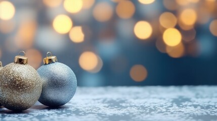 Christmas background with glitter balls. Illustration AI Generative.