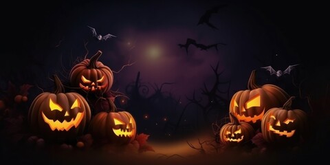 Halloween pumpkin. Halloween background. Illustration AI Generative.