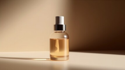 Serum bottle on beige background. Illustration AI Generative.
