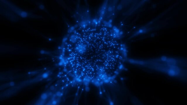 An abstract blue cage under the microscope. Seamless loop.