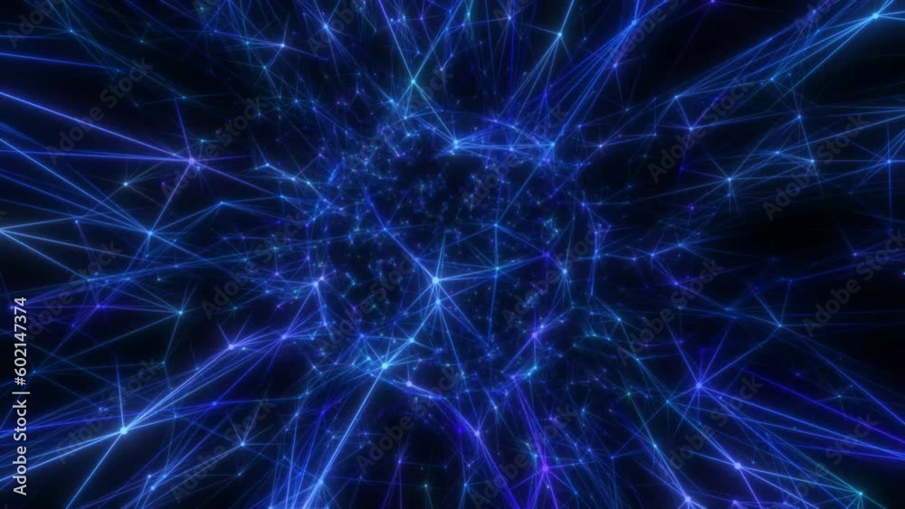 Poster rotation around a neural network node. seamless loop.