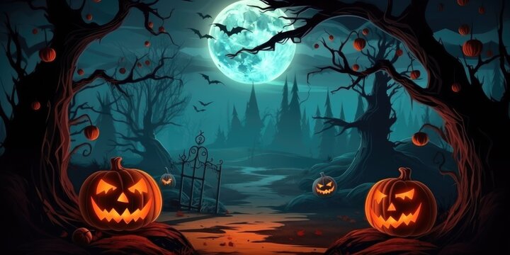 Halloween pumpkin. Halloween background. Illustration AI Generative.