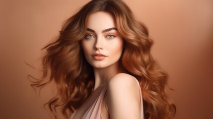 Healthy hair woman beautiful hairstyle Illustration AI Generative.