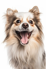 Laughing sweet dog looks into the camera - AI-generated image