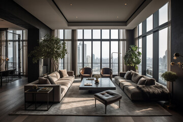 Luxury penthouse living room interior