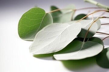 Obraz premium fresh green leaves on a clean white background Generative AI