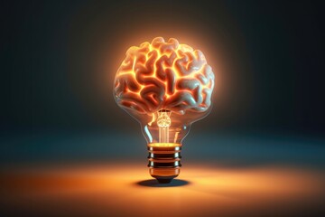 Creative idea with brain and light bulb illustration business concept. Generative AI