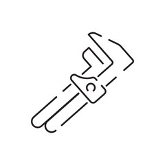 Construction tools, Pipe wrench. Power Industry line icons. Editable stroke. Vector illustration