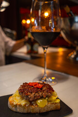 Aperitivo de comida, tapas de restaurante