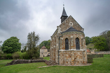 Fototapeta na wymiar Architecture of the church of Port Royale des Champs in the Chevreuse valley in France