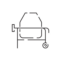 Cement mixer construction tools vector line icon