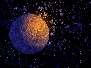Іllustration of a planet on the background of space. Background with texture