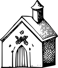 Rustic House Line Art