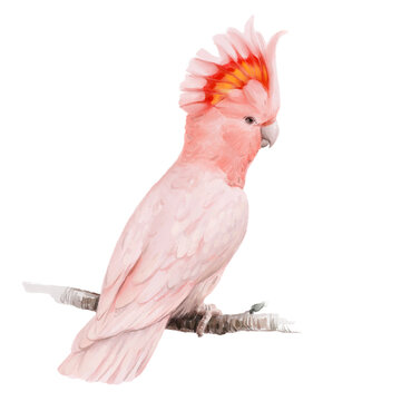 Parrot Cockatoo. Watercolour illustration of a Parrot Cockatoo. Idea for educational books, postcards, stickers, tattoo.